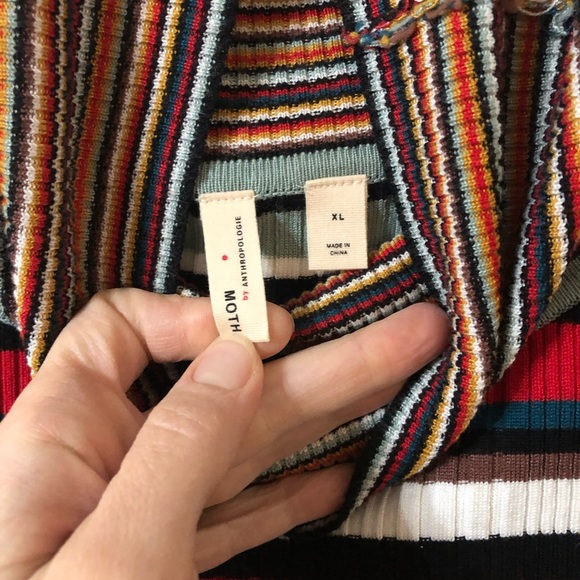 Anthropologie Moth Fawcett Striped Multicolor 90s Turtleneck - Size XL - Picture 4 of 6